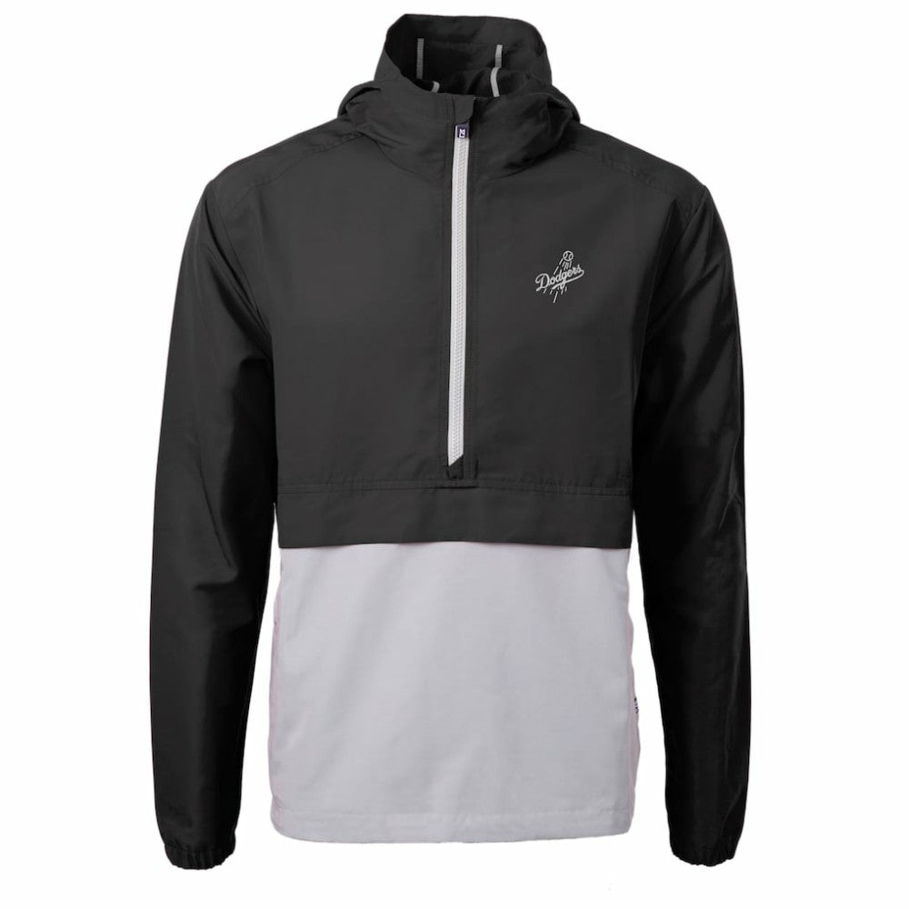 Los Angeles Dodgers Cutter & Buck Charter Eco Recycled Anorak Half-Zip Hoodie Jacket - Black/Gray Jackets