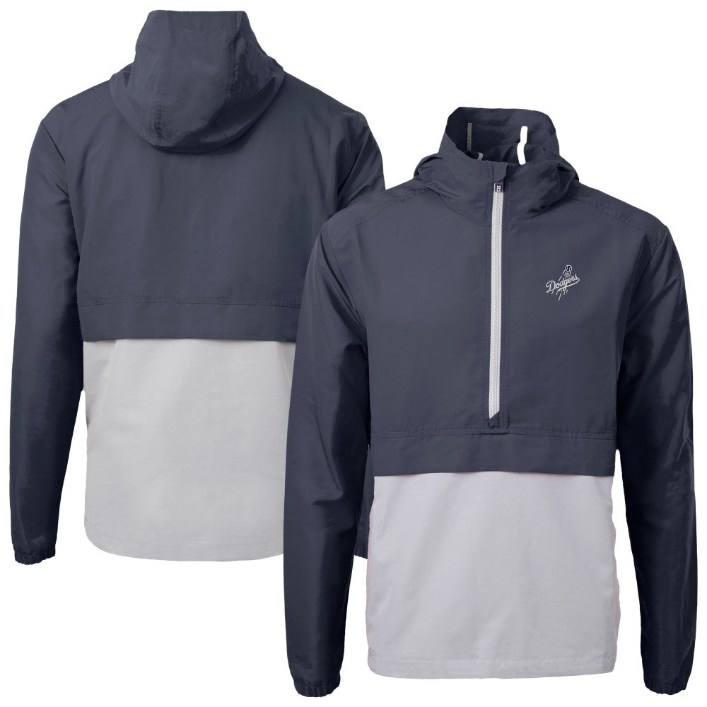 Los Angeles Dodgers Cutter & Buck Charter Eco Recycled Anorak Half-Zip Hoodie Jacket - Navy/Gray Jackets