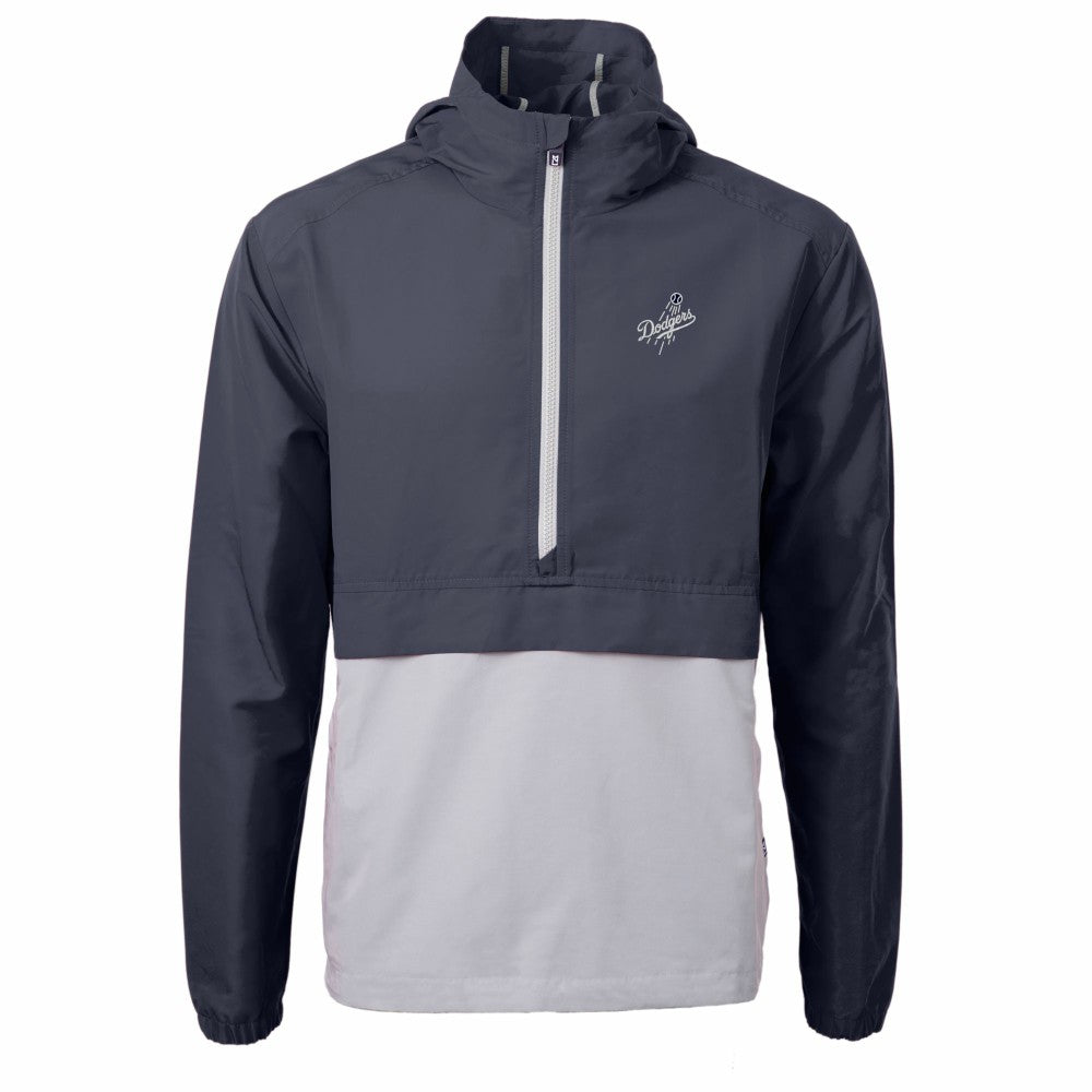 Los Angeles Dodgers Cutter & Buck Charter Eco Recycled Anorak Half-Zip Hoodie Jacket - Navy/Gray Jackets