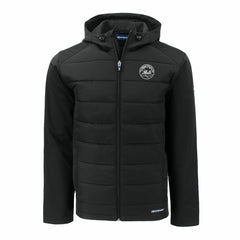 New York Mets Cutter & Buck Evoke Hybrid Eco Softshell Recycled Full-Zip Hooded Jacket - Black Jackets