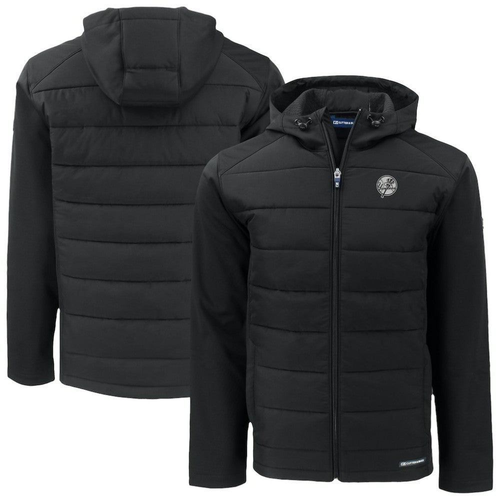 New York Yankees Cutter & Buck Evoke Hybrid Eco Softshell Recycled Full-Zip Hooded Jacket - Black Jackets