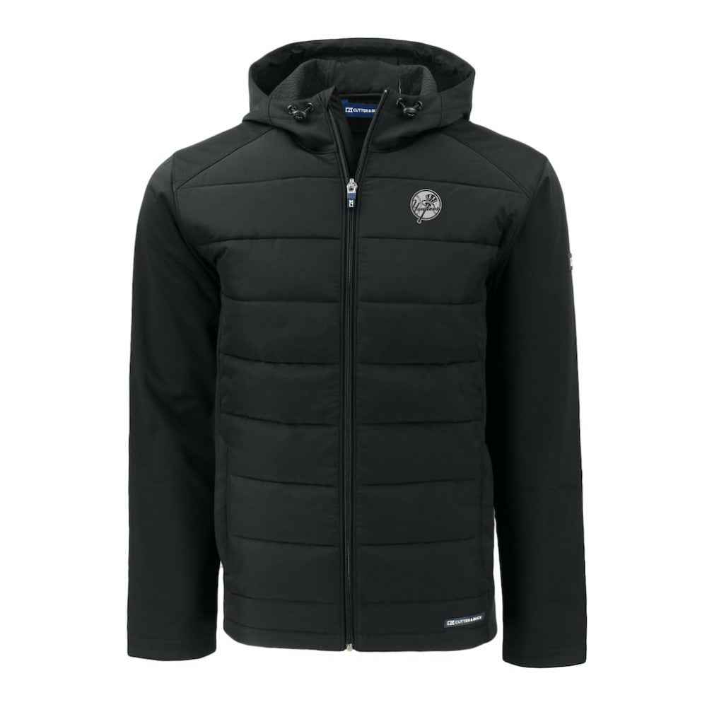 New York Yankees Cutter & Buck Evoke Hybrid Eco Softshell Recycled Full-Zip Hooded Jacket - Black Jackets