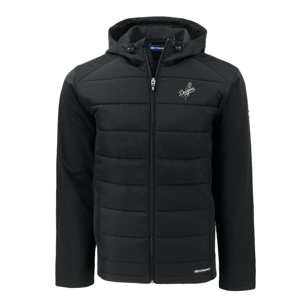 Los Angeles Dodgers Cutter & Buck Evoke Hybrid Eco Softshell Recycled Full-Zip Hooded Jacket - Black Jackets