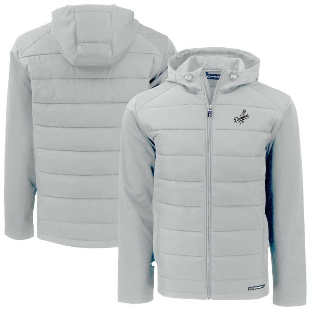 Los Angeles Dodgers Cutter & Buck Evoke Hybrid Eco Softshell Recycled Full-Zip Hooded Jacket - Gray Jackets