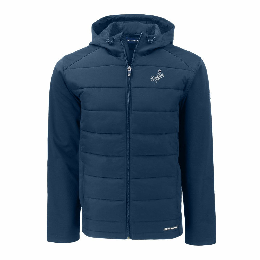 Los Angeles Dodgers Cutter & Buck Evoke Hybrid Eco Softshell Recycled Full-Zip Hooded Jacket - Navy Jackets