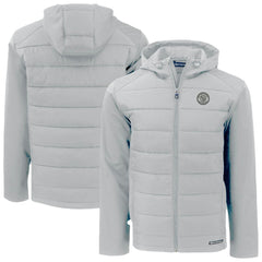 Milwaukee Brewers Cutter & Buck Evoke Hybrid Eco Softshell Recycled Full-Zip Hooded Jacket - Gray Jackets
