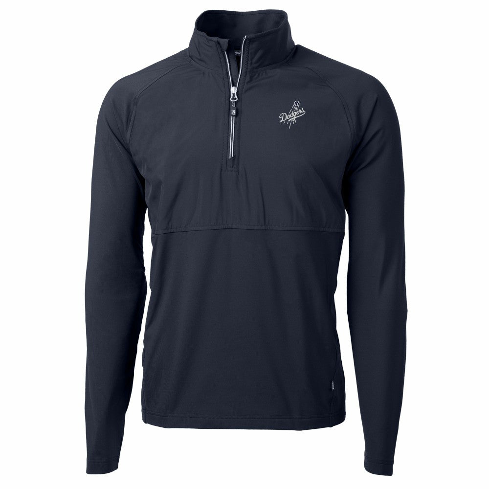Los Angeles Dodgers Cutter & Buck Adapt Eco Hybrid Raglan DryTec Quarter-Zip Jacket - Navy Jackets