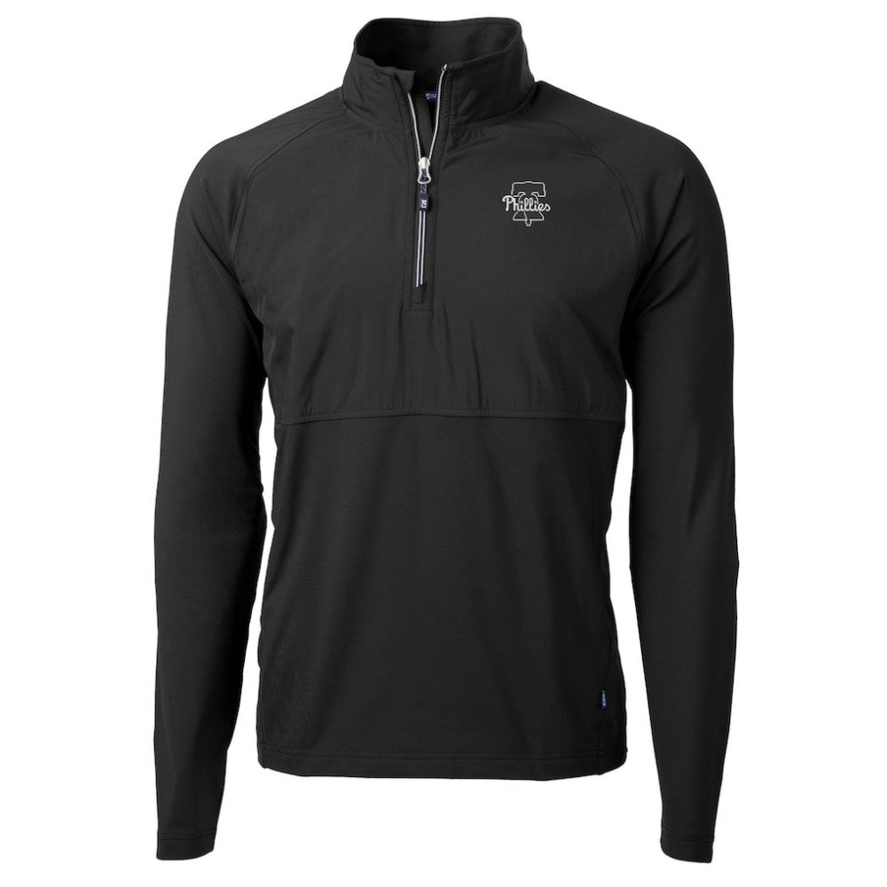 Philadelphia Phillies Cutter & Buck Adapt Eco Hybrid Raglan DryTec Quarter-Zip Jacket - Black Jackets