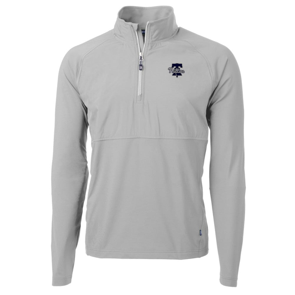 Philadelphia Phillies Cutter & Buck Adapt Eco Hybrid Raglan DryTec Quarter-Zip Jacket - Gray Jackets