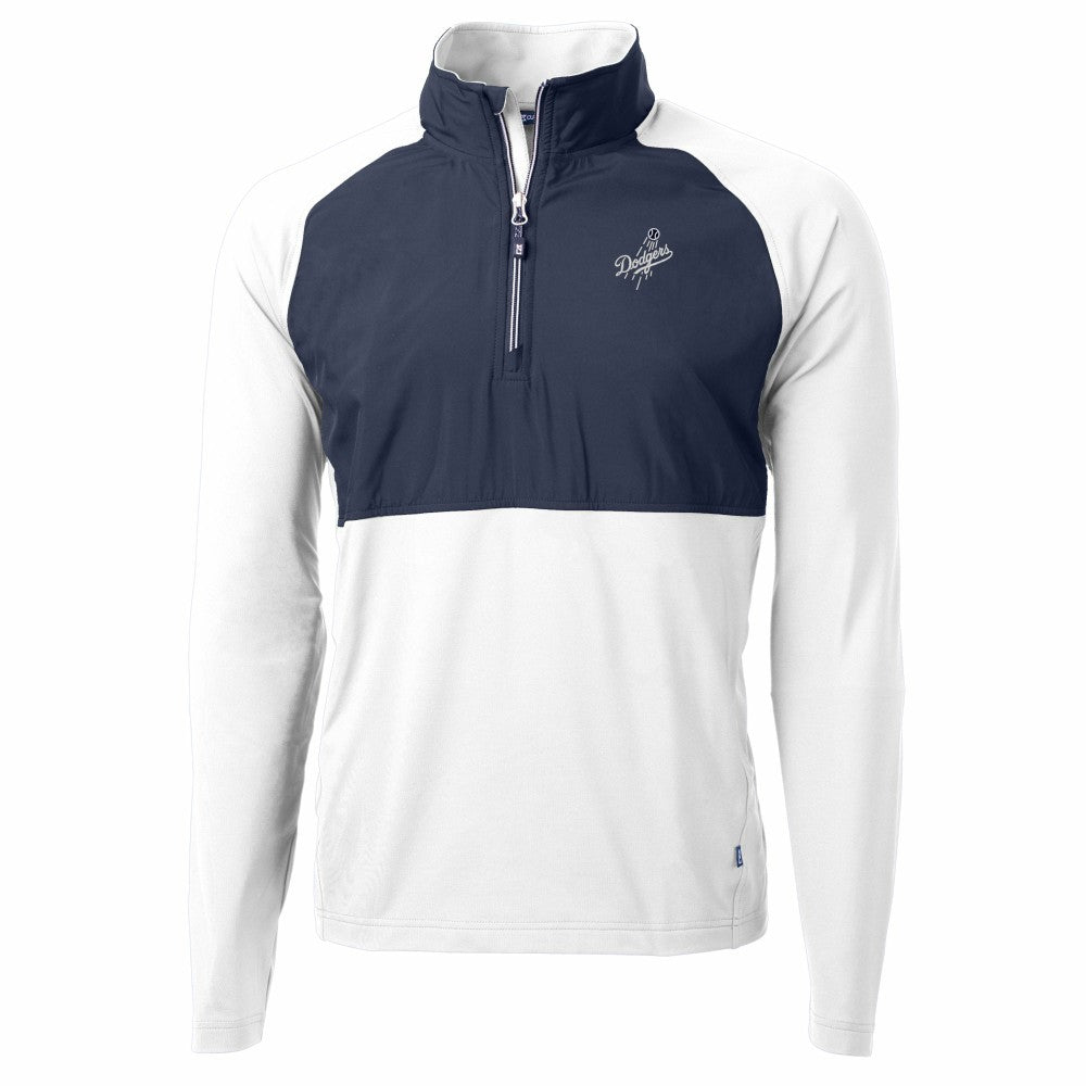Los Angeles Dodgers Cutter & Buck Adapt Eco Hybrid Raglan DryTec Quarter-Zip Jacket - White Jackets