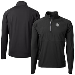 San Diego Padres Cutter & Buck Adapt Eco Hybrid Raglan DryTec Quarter-Zip Jacket - Black Jackets