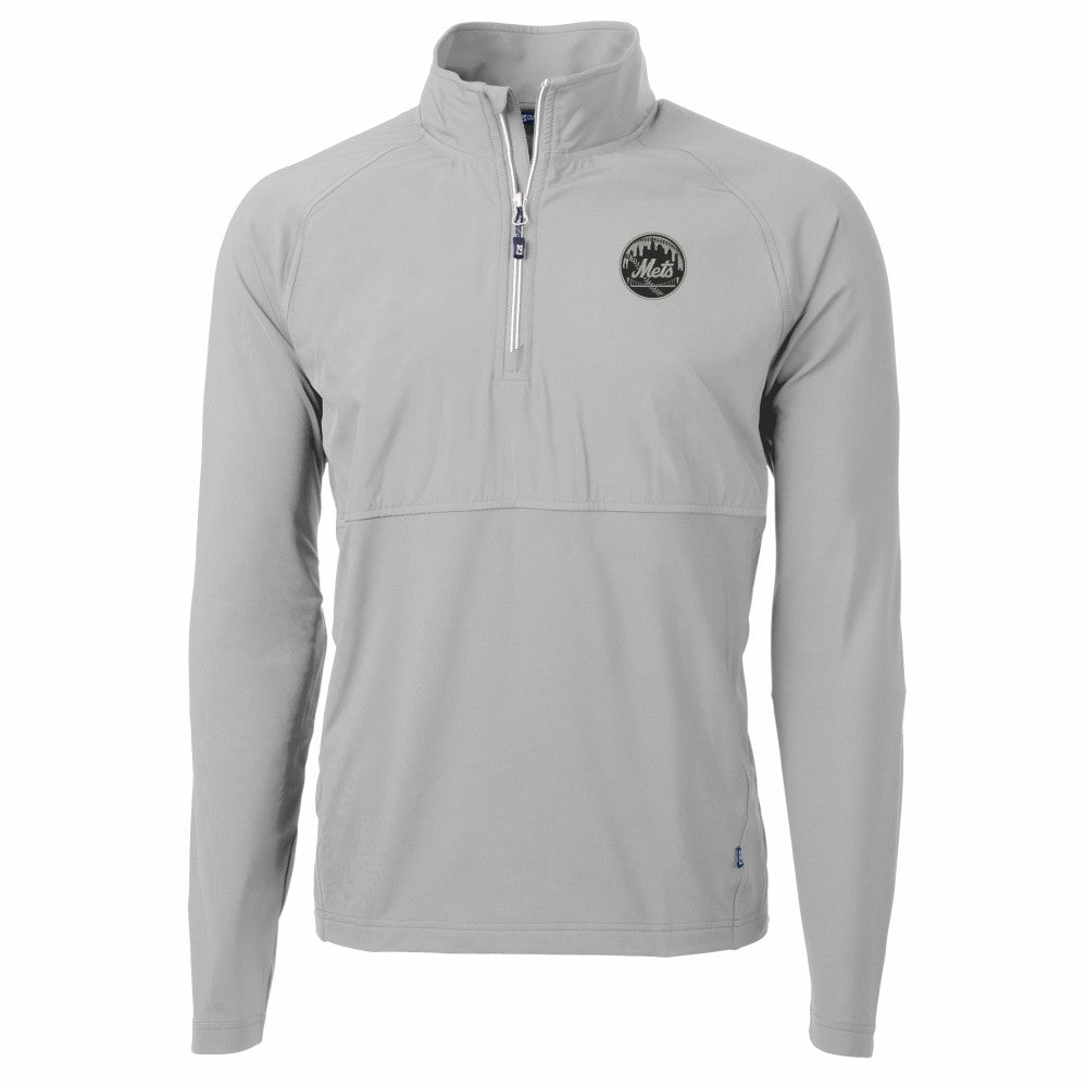 New York Mets Cutter & Buck Adapt Eco Hybrid Raglan DryTec Quarter-Zip Jacket - Gray Jackets