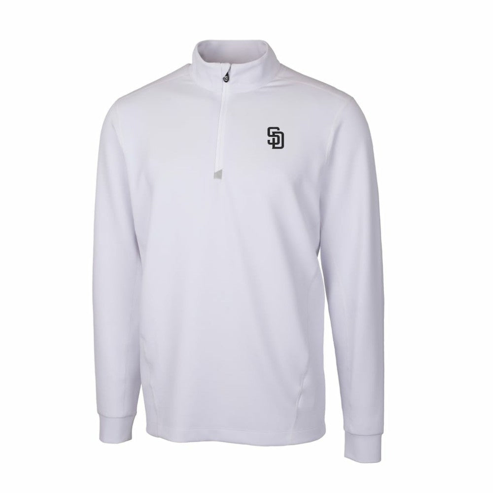 San Diego Padres Cutter & Buck Traverse Eco Tri-Blend DryTec Quarter-Zip Jacket - White Jackets