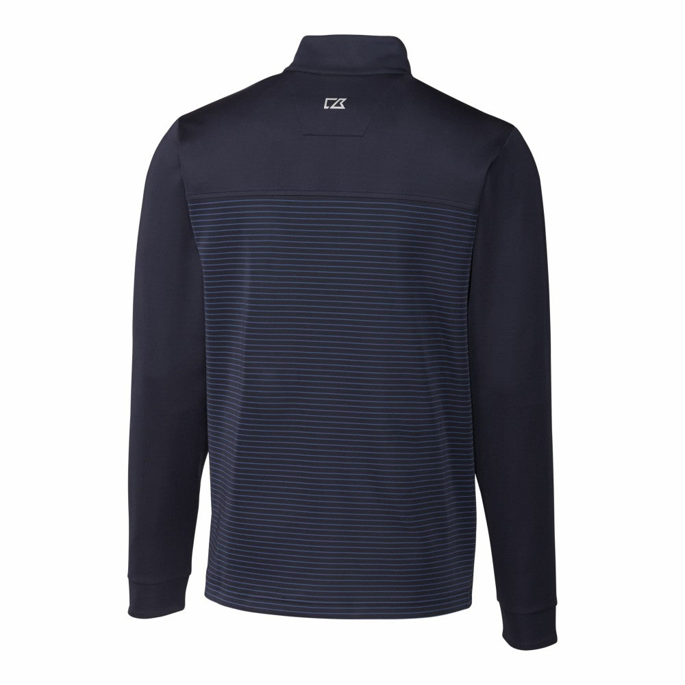 New York Mets Cutter & Buck Traverse Eco Stripe Tri-Blend DryTec Quarter-Zip Jacket - Navy Jackets