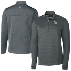 San Diego Padres Cutter & Buck Traverse Eco Stripe Tri-Blend DryTec Quarter-Zip Jacket - Gray Jackets