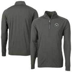 New York Mets Cutter & Buck Adapt Eco Raglan Quarter-Zip Jacket - Olive Jackets