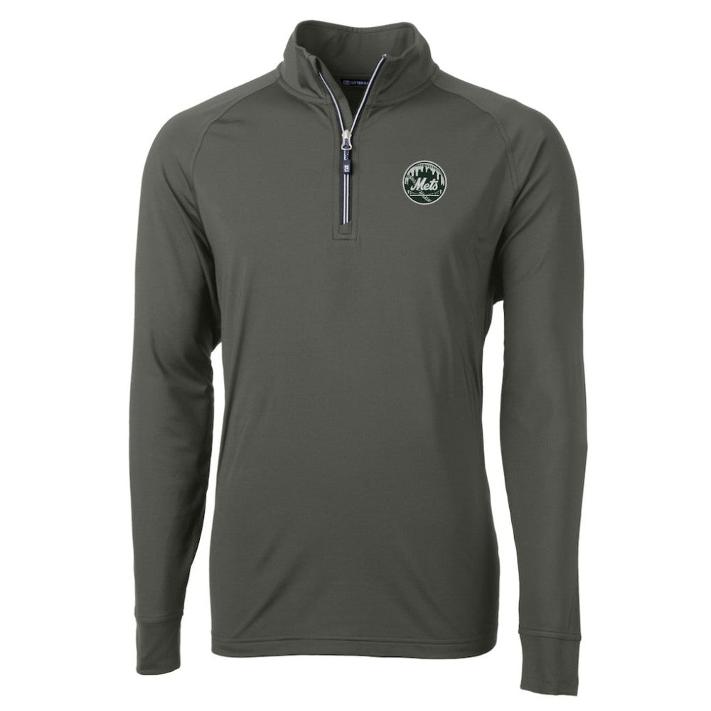 New York Mets Cutter & Buck Adapt Eco Raglan Quarter-Zip Jacket - Olive Jackets