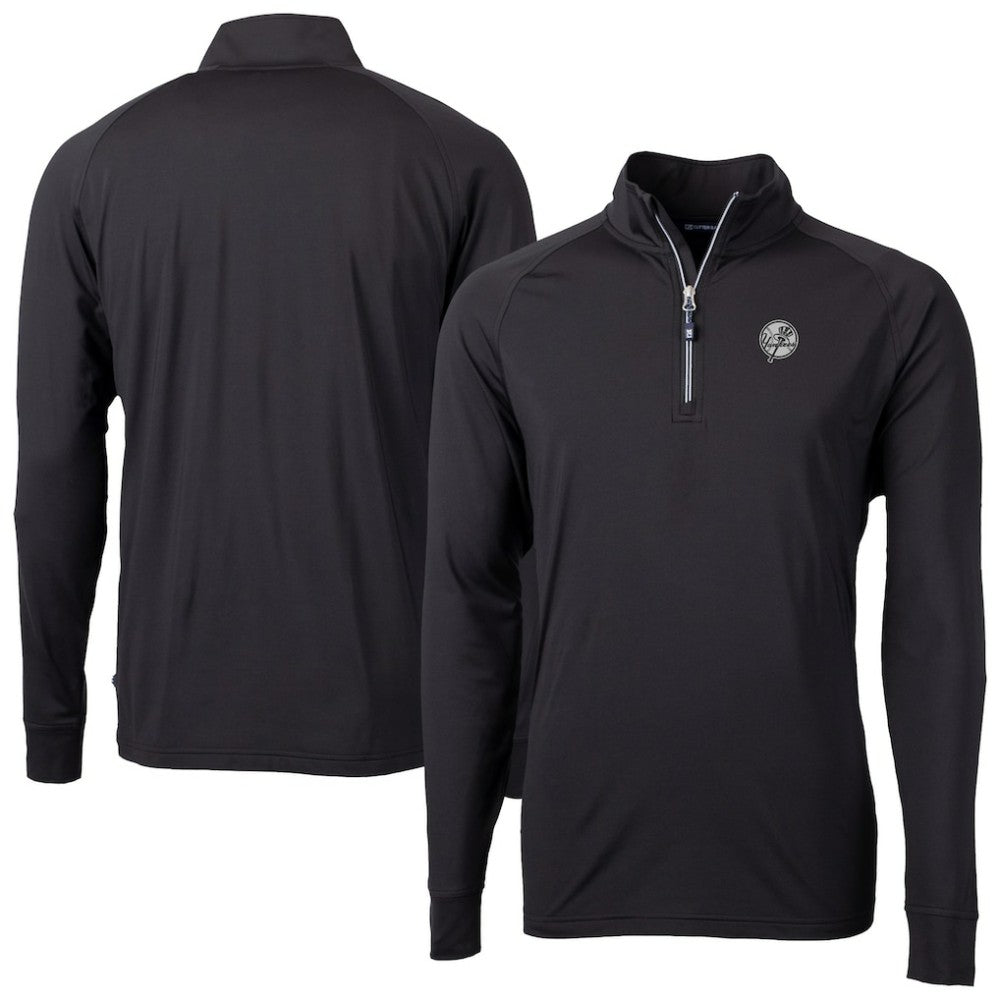 New York Yankees Cutter & Buck Adapt Eco Raglan Quarter-Zip Jacket - Black Jackets