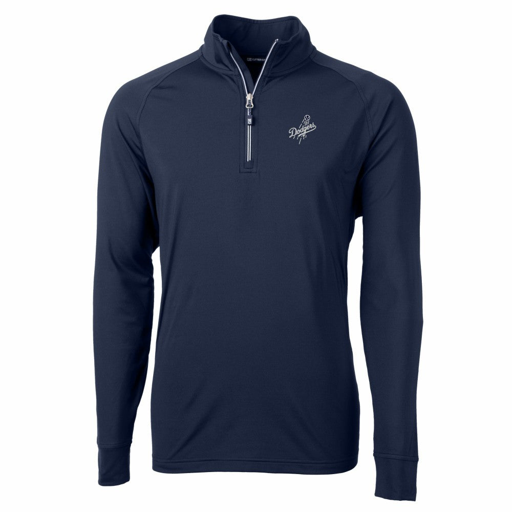 Los Angeles Dodgers Cutter & Buck Adapt Eco Raglan Quarter-Zip Jacket - Navy Jackets