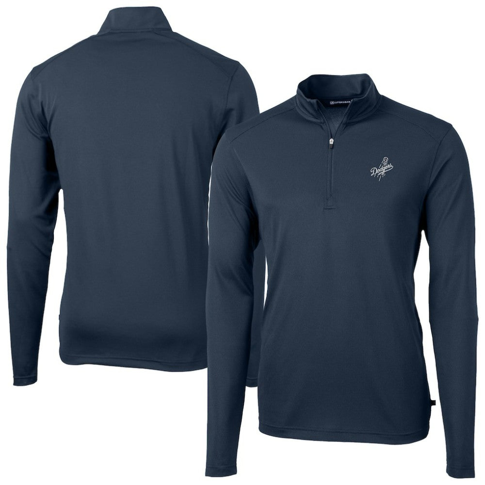 Los Angeles Dodgers Cutter & Buck Virtue Eco Pique Quarter-Zip Jacket - Navy Jackets