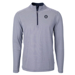Seattle Mariners Cutter & Buck Virtue Eco Pique Micro Stripe Quarter-Zip Jacket - Navy Jackets