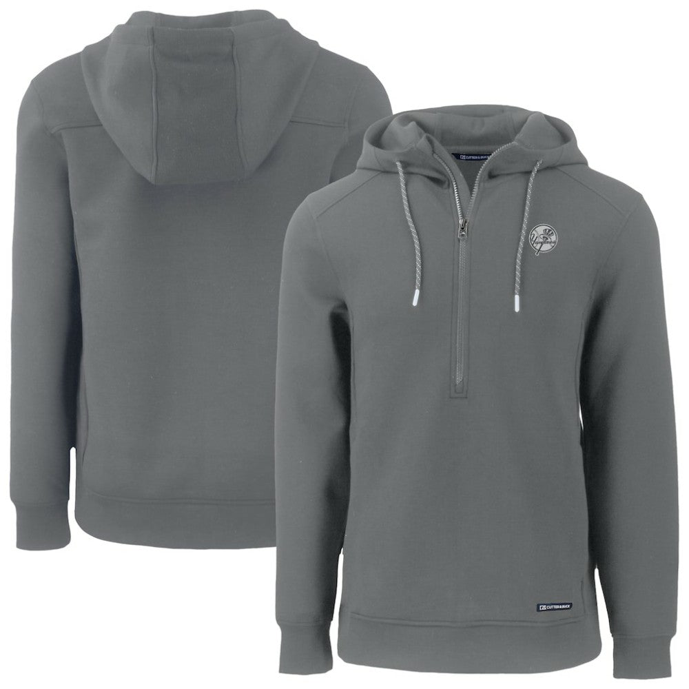 New York Yankees Cutter & Buck Roam Eco Recycled Tri-Blend Half-Zip Hoodie - Gray Hoodies
