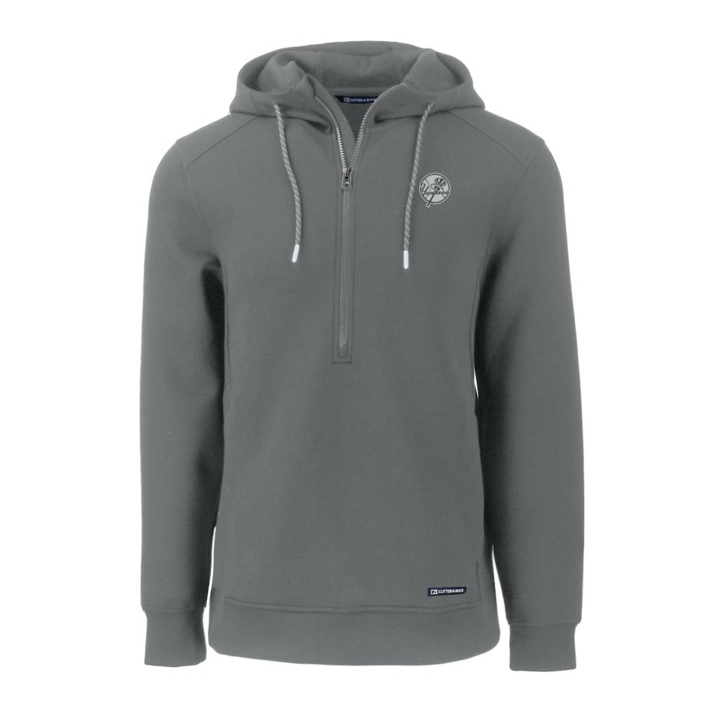 New York Yankees Cutter & Buck Roam Eco Recycled Tri-Blend Half-Zip Hoodie - Gray Hoodies