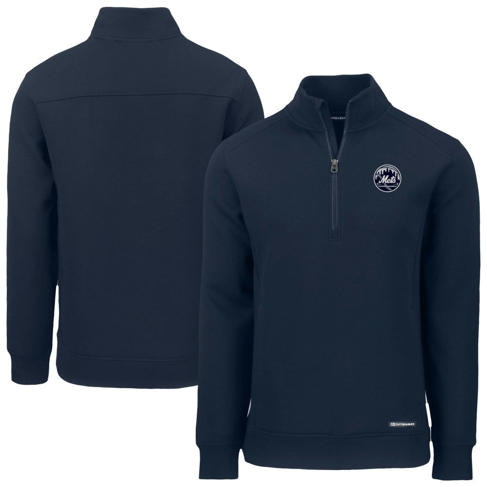 New York Mets Cutter & Buck Roam Eco Quarter-Zip Jacket - Navy Jackets