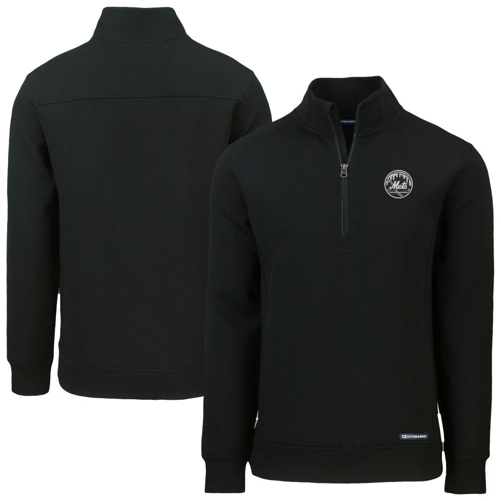 New York Mets Cutter & Buck Roam Eco Quarter-Zip Jacket - Black Jackets