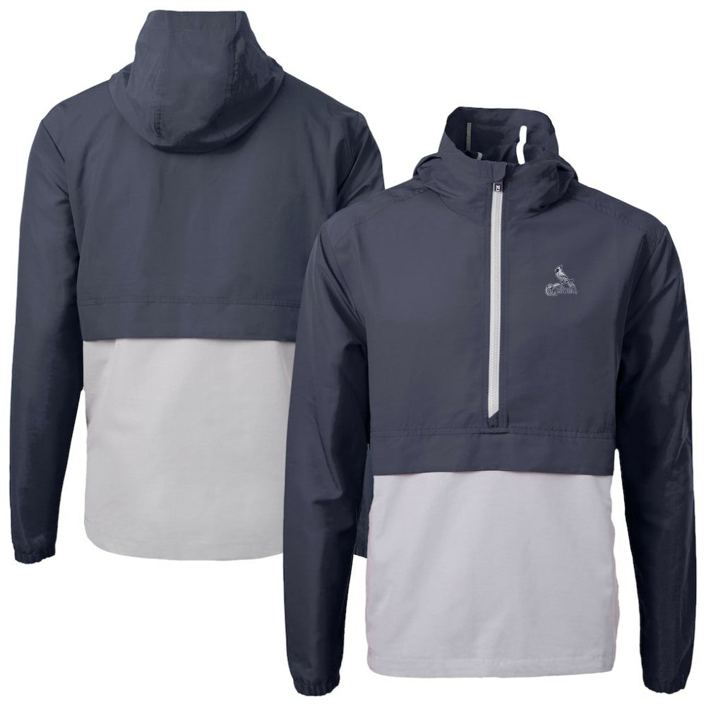 St. Louis Cardinals Cutter & Buck Charter Eco Recycled Anorak Half-Zip Hoodie Jacket - Navy Jackets