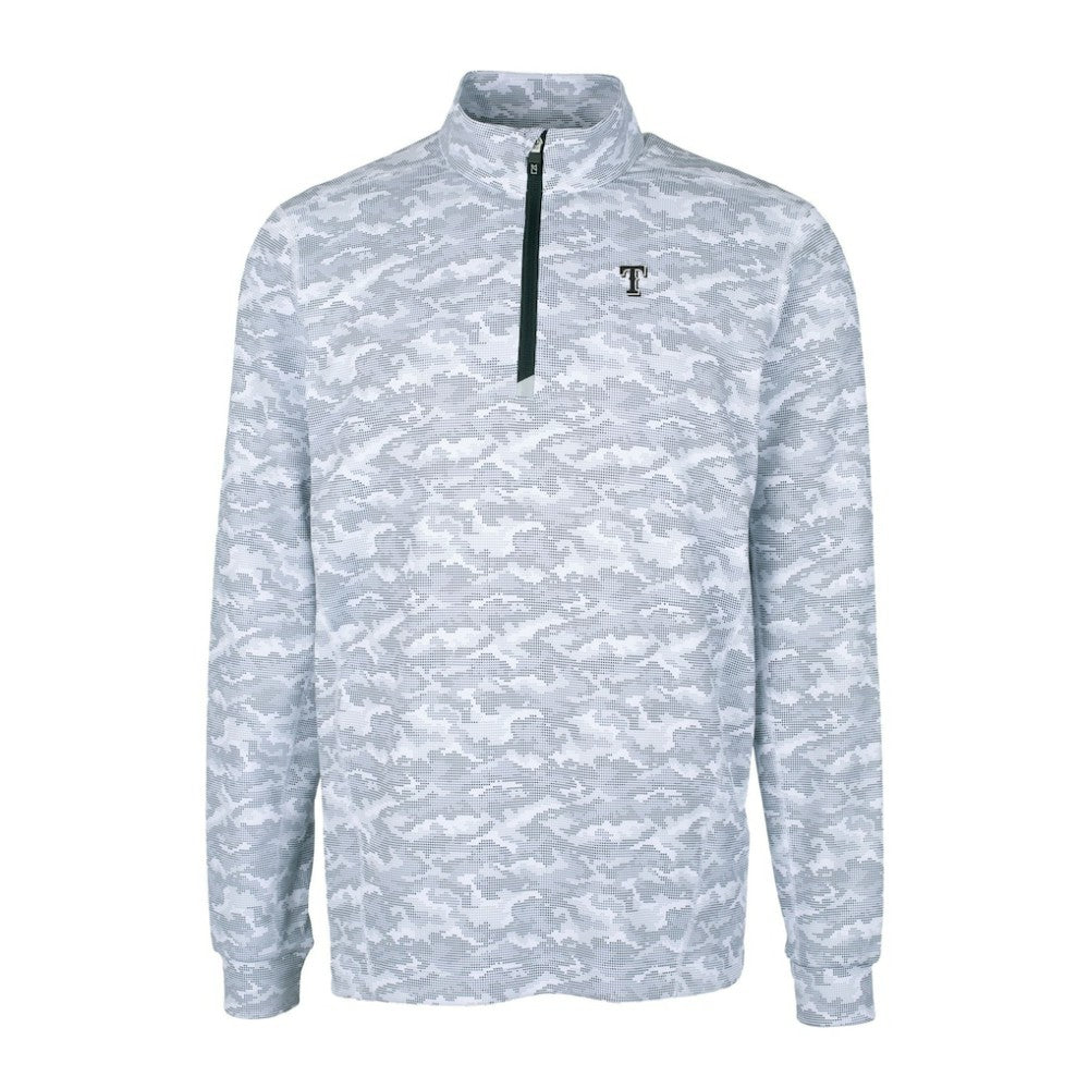 Texas Rangers Cutter & Buck Traverse Eco Camo Tri-Blend DryTec Quarter-Zip Top - Charcoal Tops