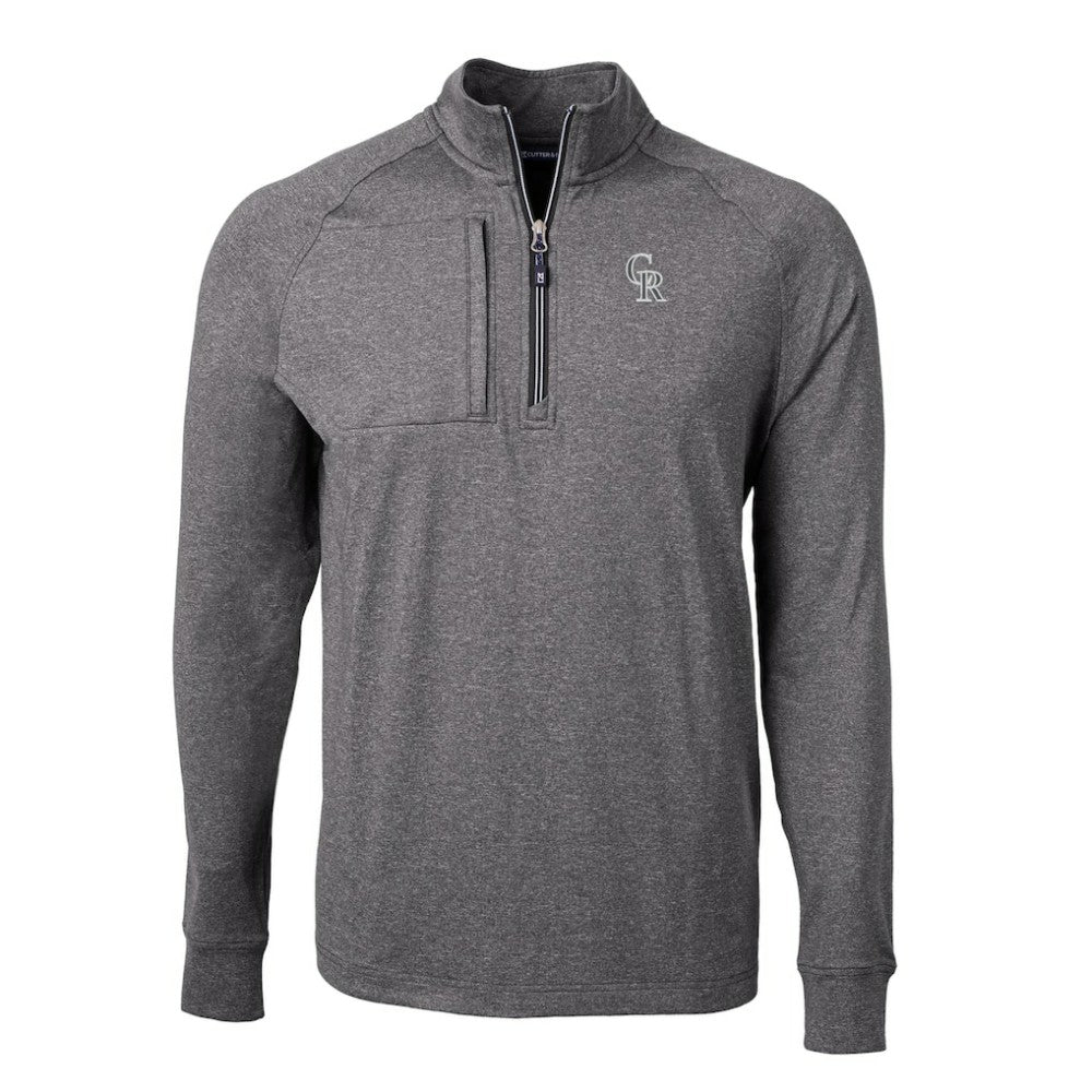 Colorado Rockies Cutter & Buck Big & Tall Adapt Eco Raglan Quarter-Zip Jacket - Heather Black Jackets