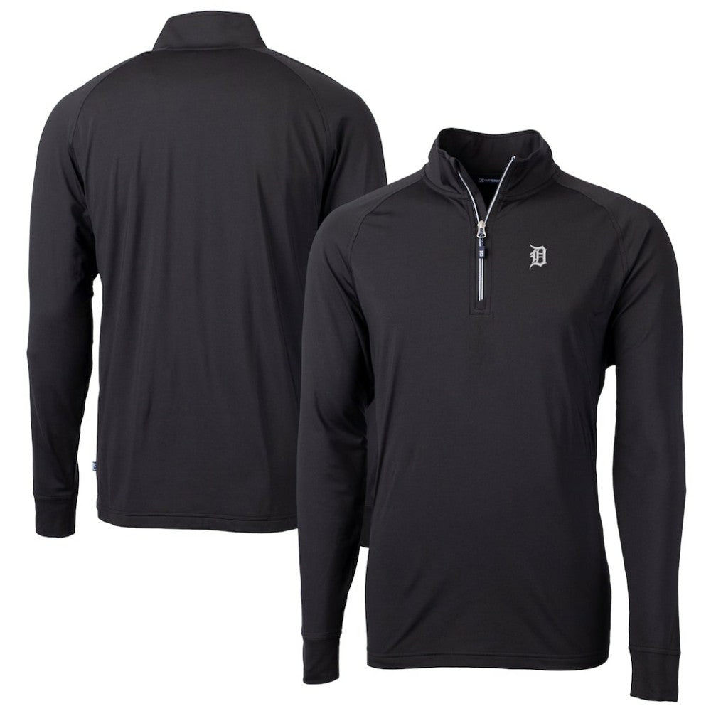 Detroit Tigers Cutter & Buck Big & Tall Adapt Eco DryTec Raglan Quarter-Zip Jacket - Black Jackets