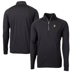 Detroit Tigers Cutter & Buck Big & Tall Adapt Eco DryTec Raglan Quarter-Zip Jacket - Black Jackets