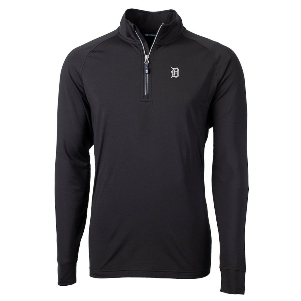 Detroit Tigers Cutter & Buck Big & Tall Adapt Eco DryTec Raglan Quarter-Zip Jacket - Black Jackets