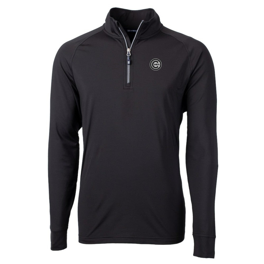 Chicago Cubs Cutter & Buck Big & Tall Adapt Eco DryTec Raglan Quarter-Zip Jacket - Black Jackets
