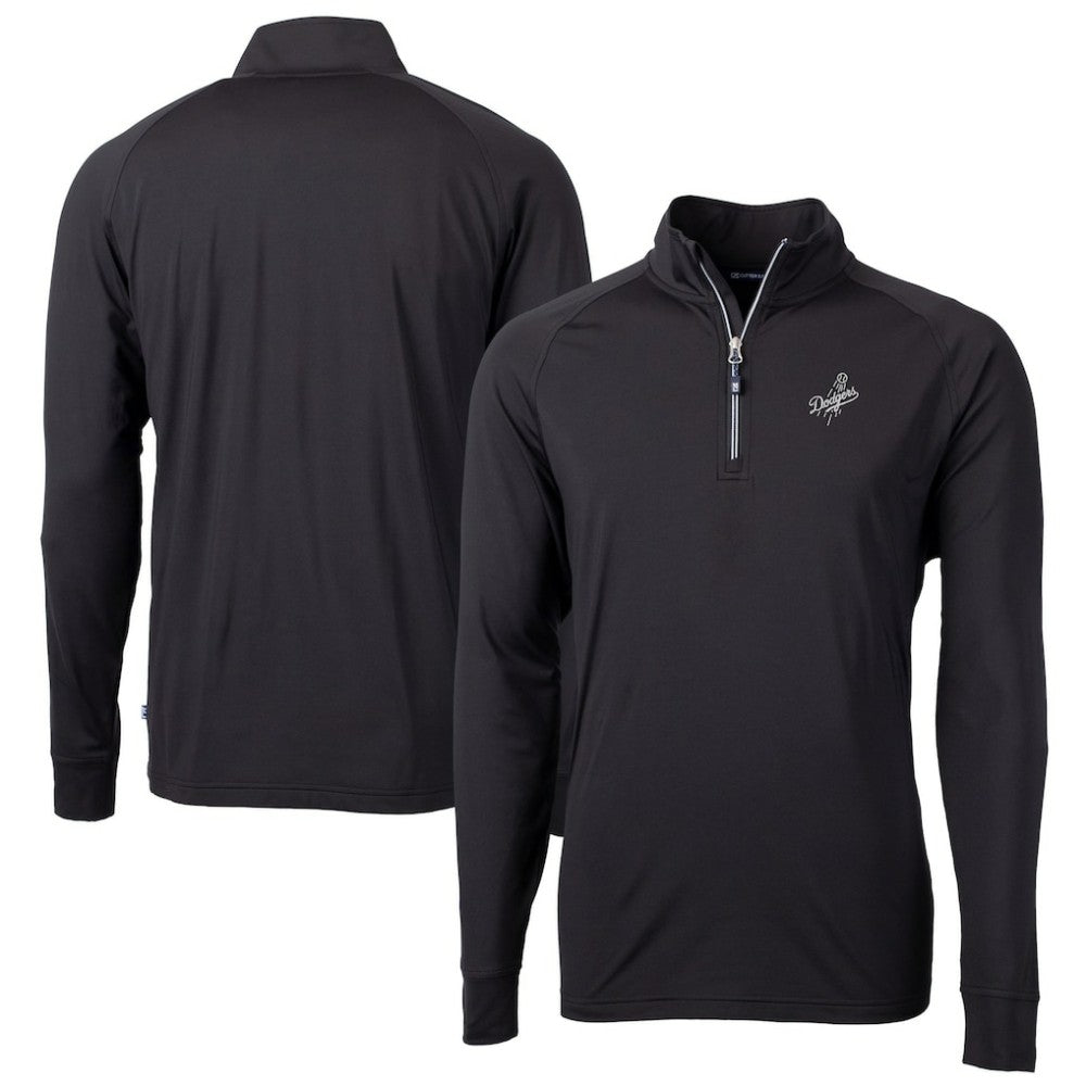 Los Angeles Dodgers Cutter & Buck Big & Tall Adapt Eco DryTec Raglan Quarter-Zip Jacket - Black Jackets