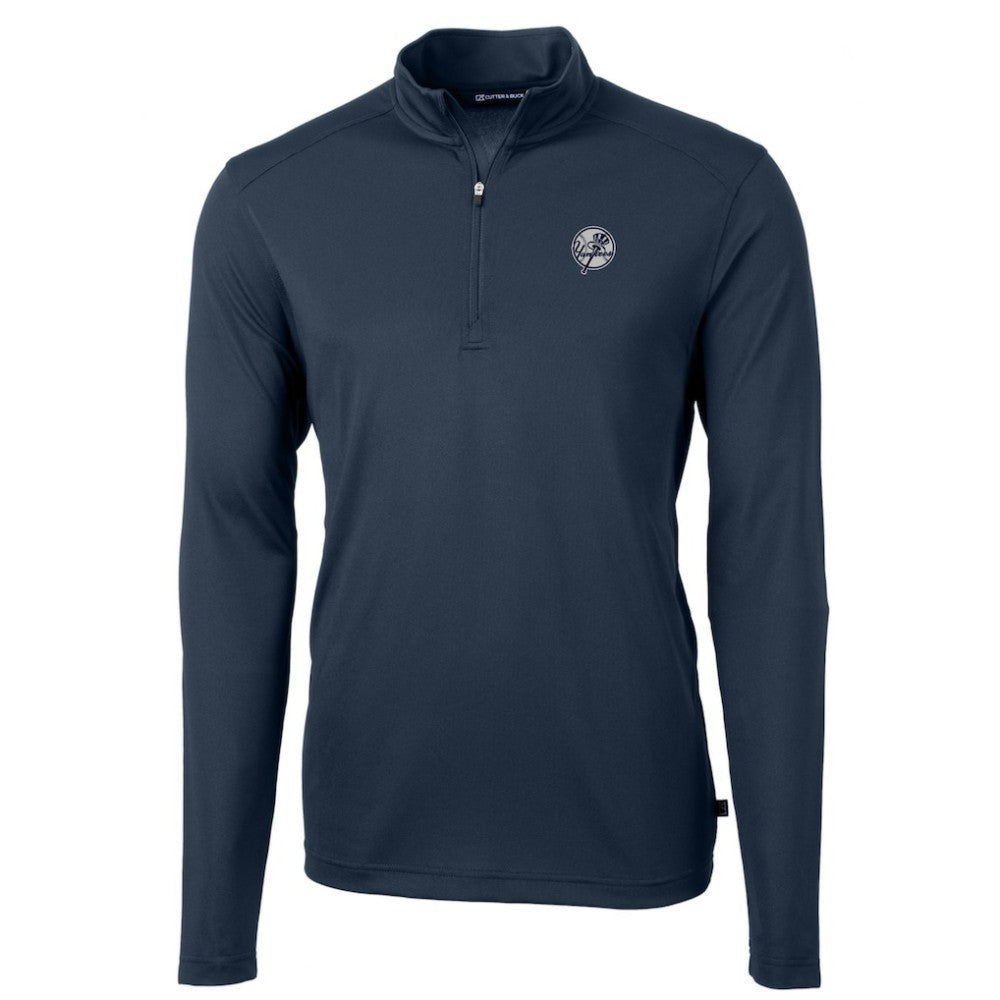 New York Yankees Cutter & Buck Big & Tall Virtue Eco Pique Quarter-Zip Jacket - Navy Jackets