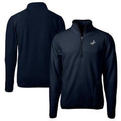 Los Angeles Dodgers Cutter & Buck Big & Tall Cascade Eco Fleece Quarter-Zip Jacket - Navy Jackets