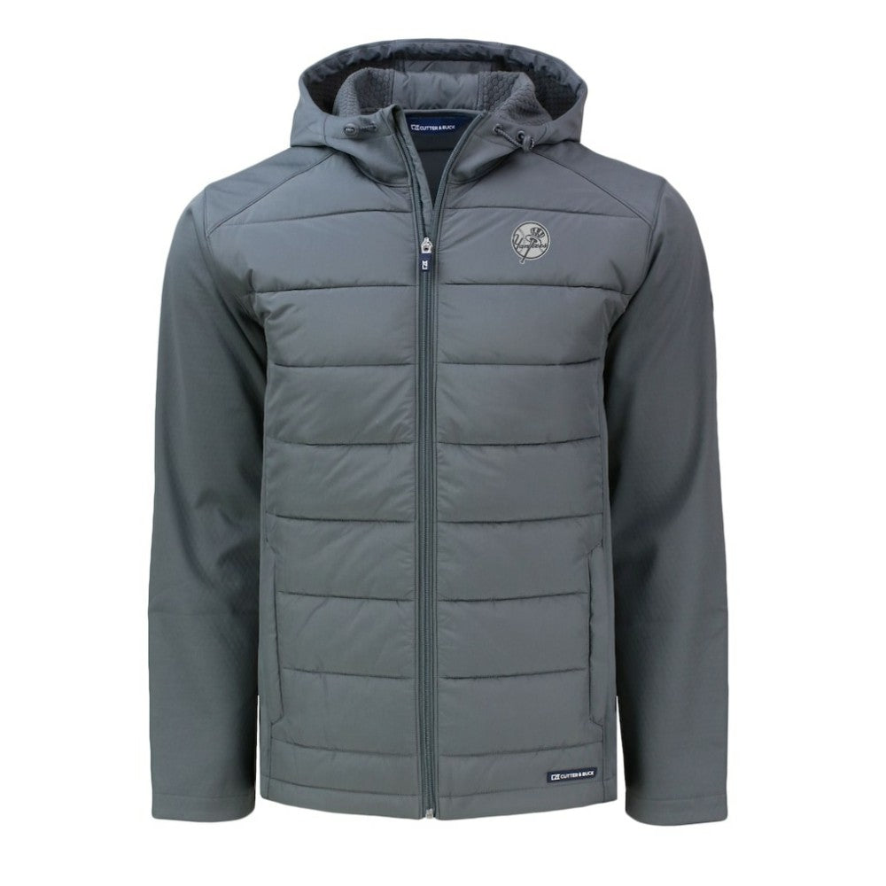 New York Yankees Cutter & Buck Big & Tall Evoke Hybrid Eco Softshell Recycled Full-Zip Hooded PrimaLoft Jacket - Gray Jackets