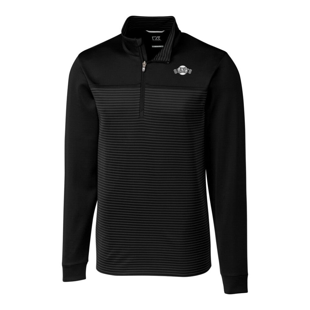 San Francisco Giants Cutter & Buck Big & Tall Traverse Stretch Stripe Eco Tri-Blend Quarter-Zip Top - Black Tops