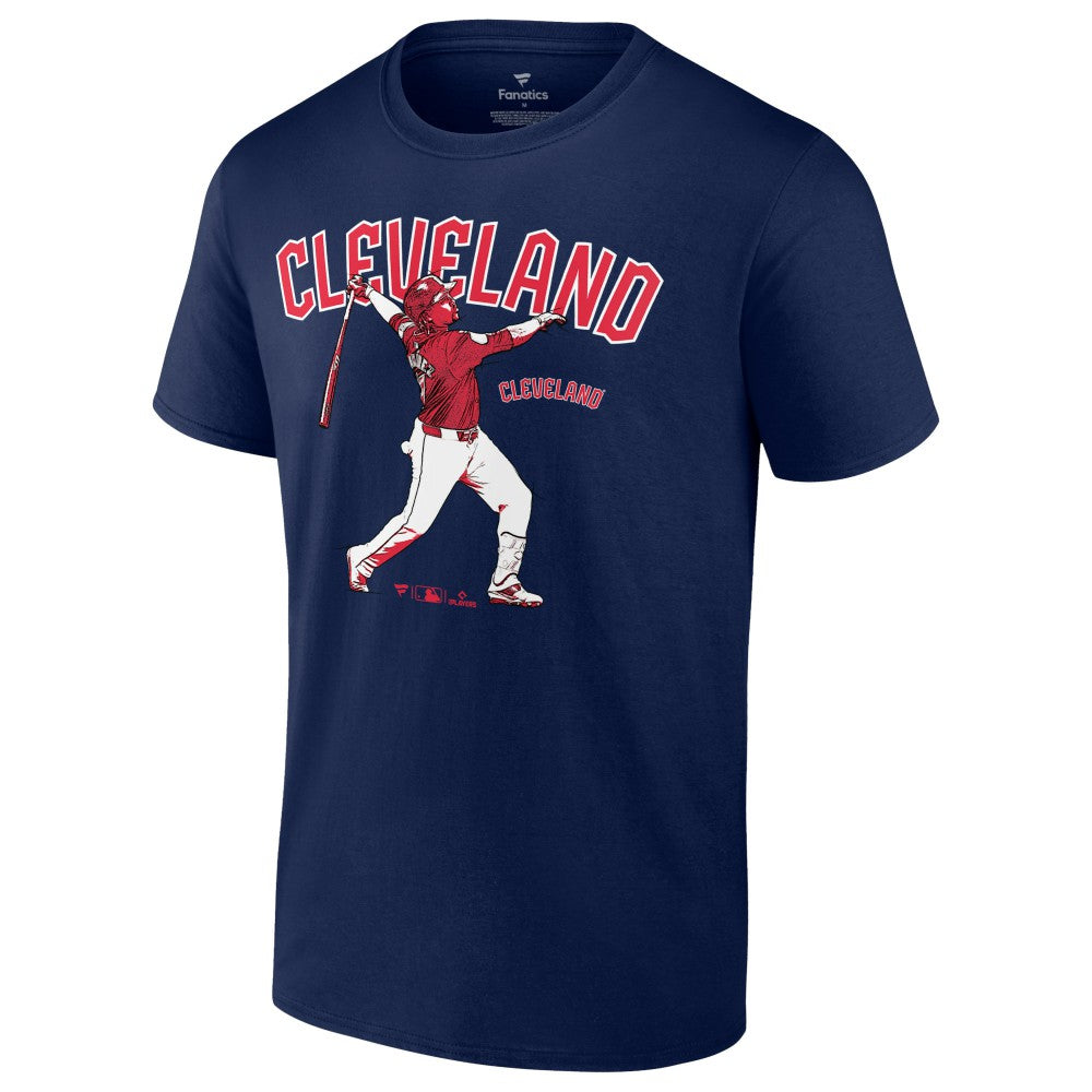 Jose Ramirez Cleveland Guardians Player Swing T-Shirt - Navy T-shirts