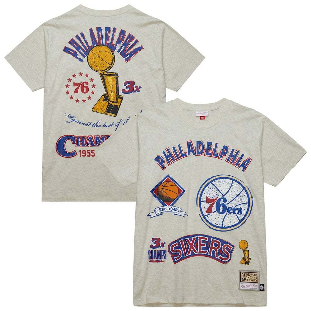 Philadelphia 76ers Hardwood Classics Legacy Defined Retro Championship T-Shirt Oatmeal