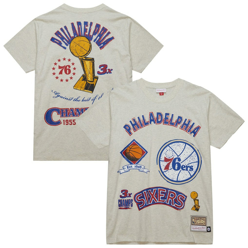 Philadelphia 76ers Hardwood Classics Legacy Defined Retro Championship T-Shirt Oatmeal