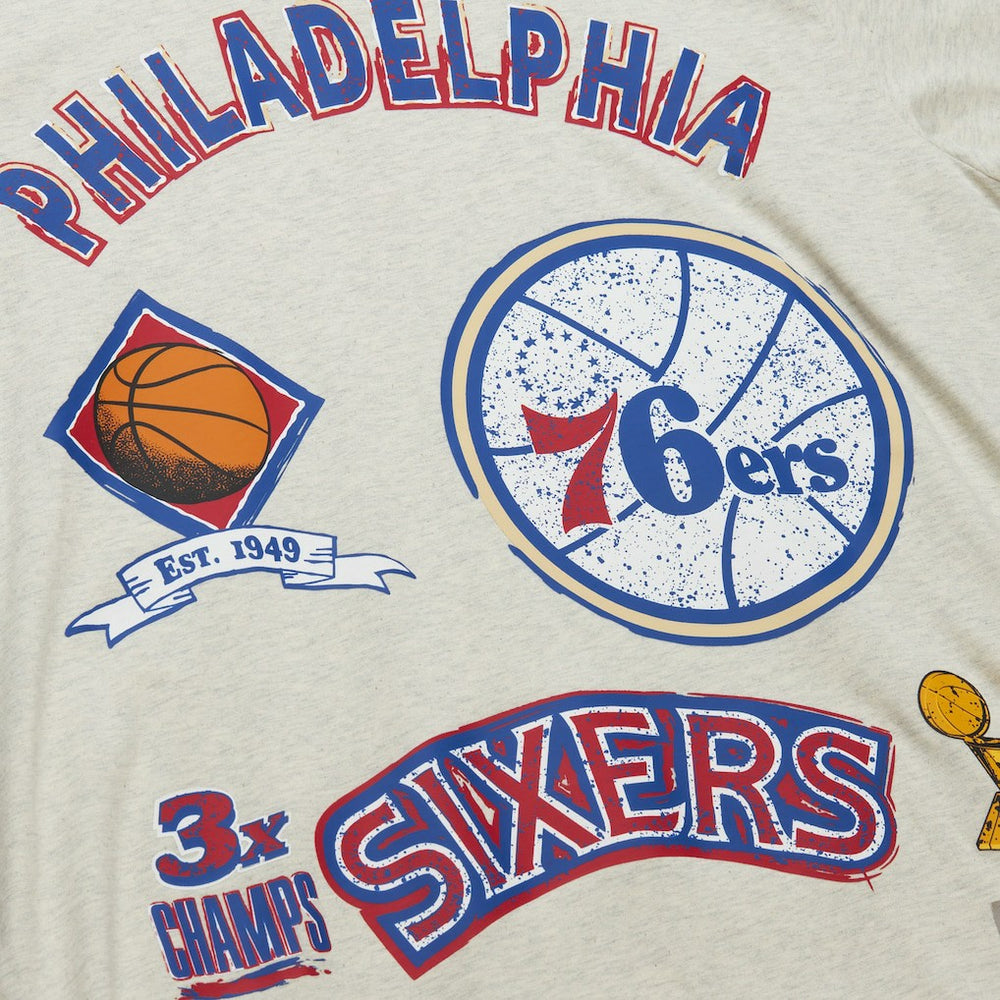 Philadelphia 76ers Hardwood Classics Legacy Defined Retro Championship T-Shirt Oatmeal