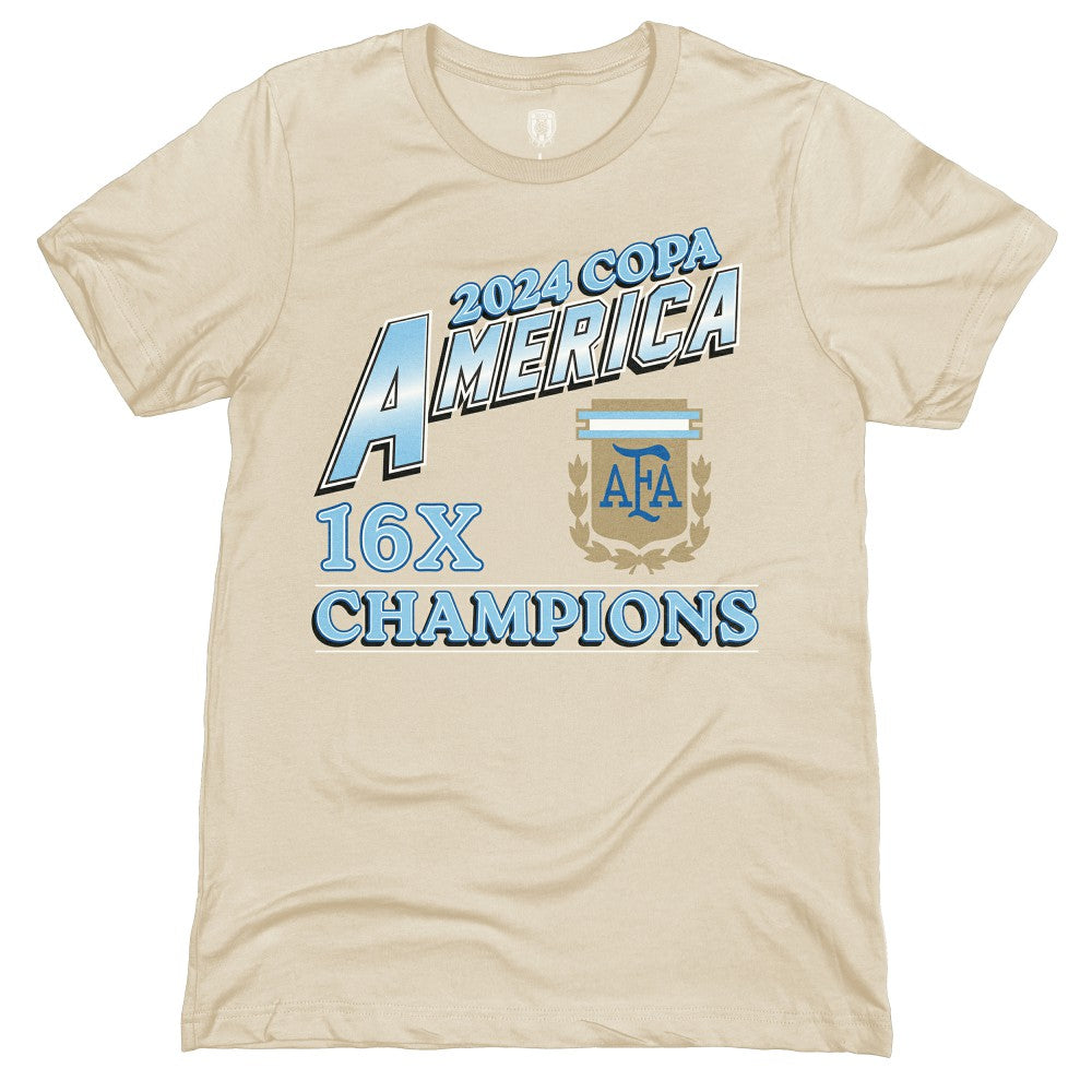 Argentina National Team 1863FC 16-Time Copa America Champions T-Shirt Cream