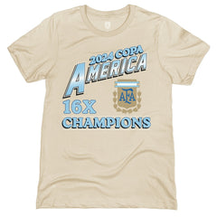 Argentina National Team 1863FC 16-Time Copa America Champions T-Shirt Cream