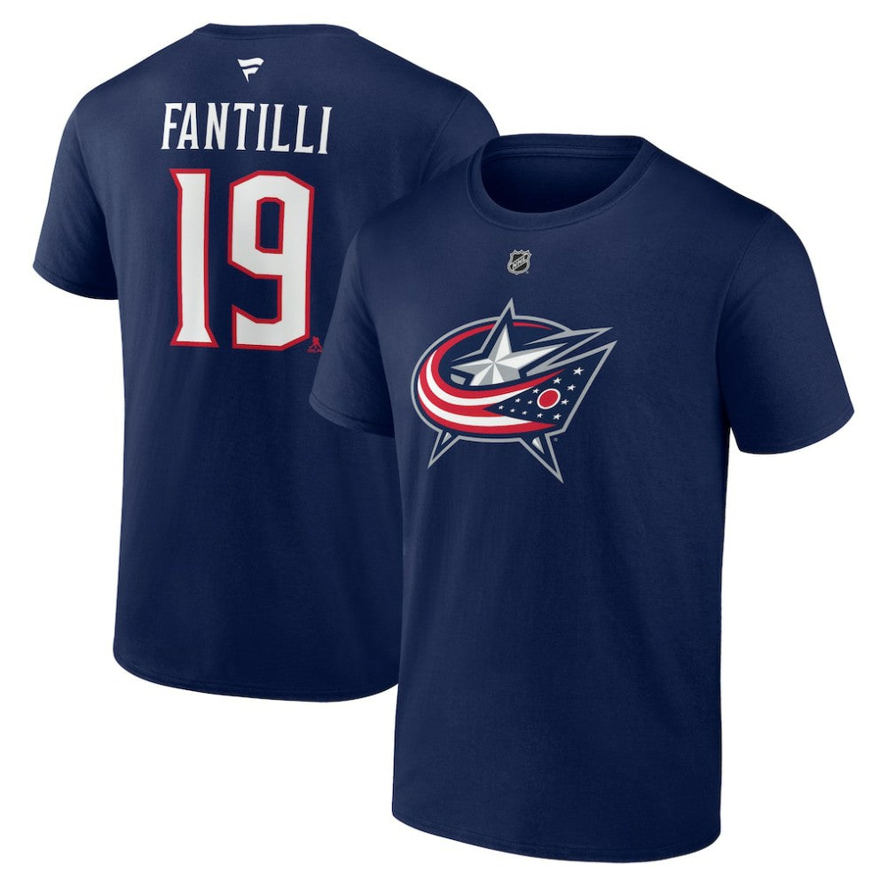 NHL Adam Fantilli Columbus Blue Jackets Fanatics Authentic Stack Name & Number T-Shirt - Navy