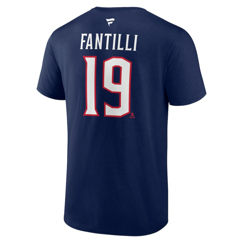 NHL Adam Fantilli Columbus Blue Jackets Fanatics Authentic Stack Name & Number T-Shirt - Navy