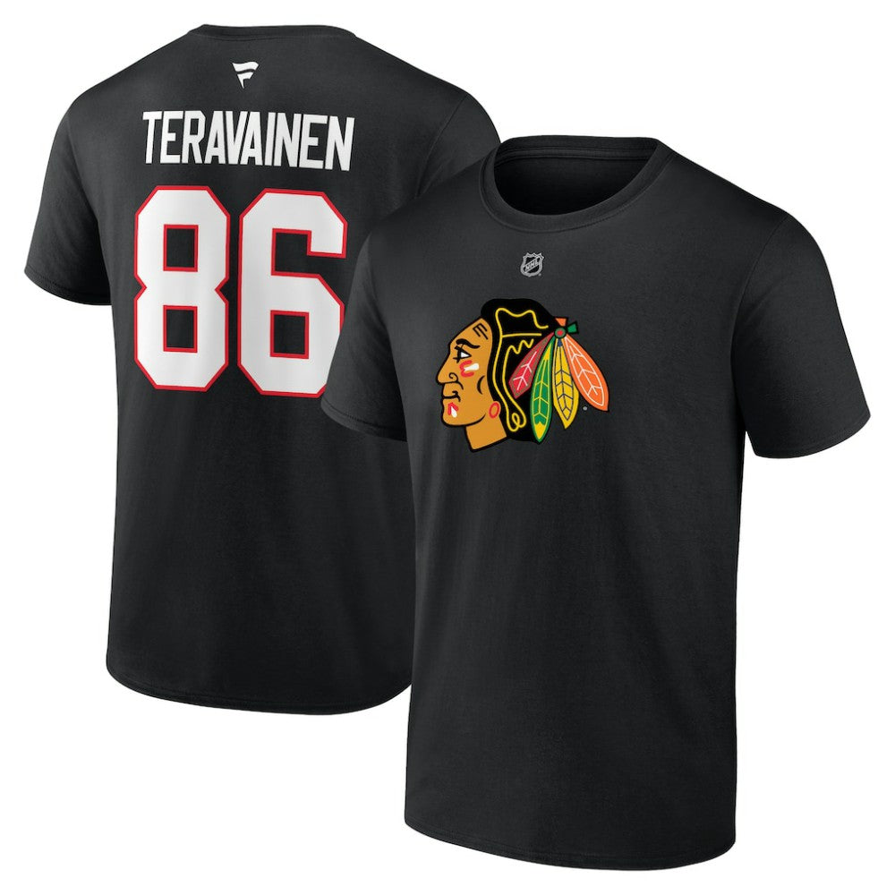 NHL Teuvo Teravainen Chicago Blackhawks Fanatics Authentic Stack Name & Number T-Shirt - Black